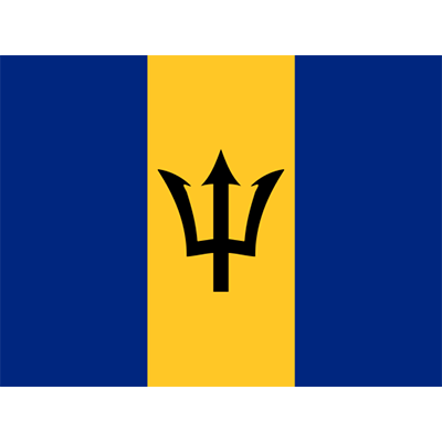 Bandeira Oficial de Barbados, perfeita para personalizar acessórios de bebé com estilo e originalidade. Disponível em chupeta-be