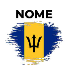 Bandeira efeito pincel Barbados, ideal para personalizar os acessórios do seu bebé com estilo e originalidade.