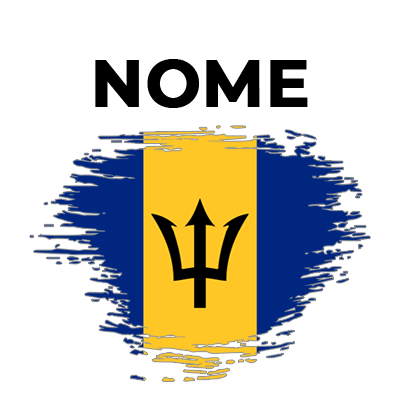 Bandeira efeito pincel Barbados, ideal para personalizar os acessórios do seu bebé com estilo e originalidade.