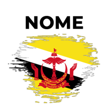 Bandeira com efeito pincel Brunei Darussalam, ideal para personalizar itens de bebé com estilo e nacionalidade.