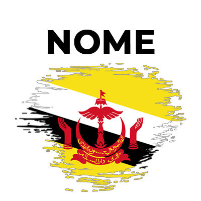 Bandeira com efeito pincel Brunei Darussalam, ideal para personalizar itens de bebé com estilo e nacionalidade.