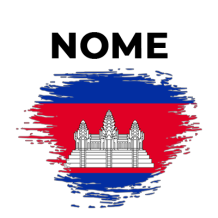 Bandeira efeito pincel Camboja, ideal para personalizar acessórios do seu bebé com um toque cultural e divertido.