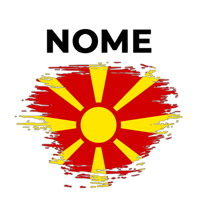 Bandeira efeito pincel da Macedônia do Norte, ideal para personalizar artigos de bebé. Uma escolha única e divertida!