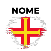 Bandeira com efeito pincel de Guernsey, perfeita para acessórios de bebé com estilo. Descubra mais em chupeta-bebe.com.