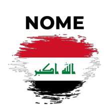 Bandeira efeito pincel Iraque, ideal para acessórios de bebé, como chupetas e babetes. Estilo e tradição para os mais pequenos.