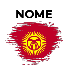 Bandeira efeito pincel Quirguistão, ideal para personalizar acessórios e roupas de bebé. Disponível em chupeta-bebe.com.