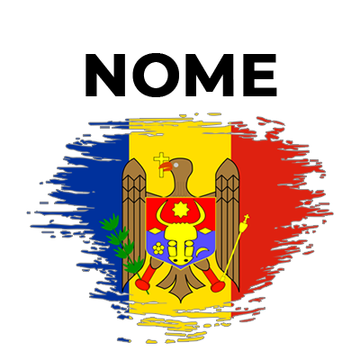 Bandeira efeito pincel Moldávia, ideal para personalizar os acessórios do seu bebé com estilo e originalidade.