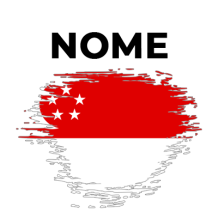 Bandeira efeito pincel Singapura, perfeita para personalizar artigos do seu bebé com um toque único e divertido.