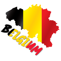 Mapa da Bélgica em cores vibrantes, ideal para personalizar artigos para bebé como chupetas e babetes. Visite chupeta-bebe.com.