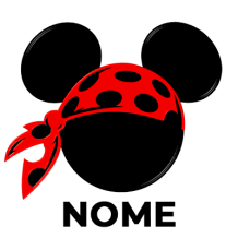 Lenço Disney Mickey pirata vermelho com bolinhas pretas, ideal para dar um toque divertido ao look do seu bebé.