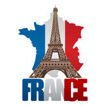 Mapa França com Torre Eiffel, ideal para os pequenos! Perfeito para personalizar chupetas e acessórios do bebé.