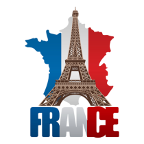 Mapa França com Torre Eiffel, ideal para os pequenos! Perfeito para personalizar chupetas e acessórios do bebé.