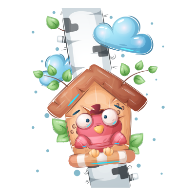 Casa de passarinho Animais Engraçados para alegrar o quarto do seu bebé. Ideal para criar um ambiente divertido e acolhedor.