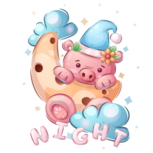 Animais Engraçados Pig Night: um adorável design para os soninhos do seu bebé. Ideal para chupetas e acessórios!