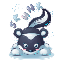 Animais Engraçados Skunk: um adorável desenho para encantar os pequenos! Ideal para artigos de bebé na chupeta-bebe.com.