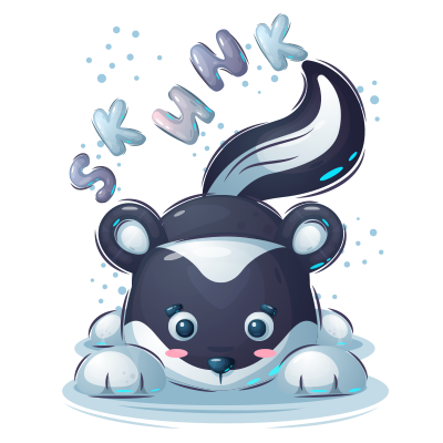 Animais Engraçados Skunk: um adorável desenho para encantar os pequenos! Ideal para artigos de bebé na chupeta-bebe.com.