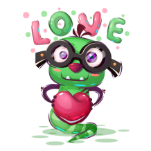 Animais Engraçados Love modelo-2, um toque divertido e carinhoso para os artigos do seu bebé. Ideal para chupetas e acessórios!