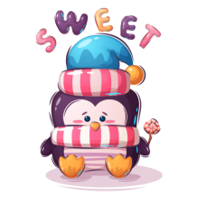 Animais Engraçados Sweet: um adorável pinguim que traz diversão e charme aos produtos para bebé. Perfeito para os pequenos!