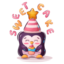 Animais Engraçados Sweet Cake: adorável design de pinguim para alegrar os acessórios do bebé. Perfeito para chupetas e muito mai