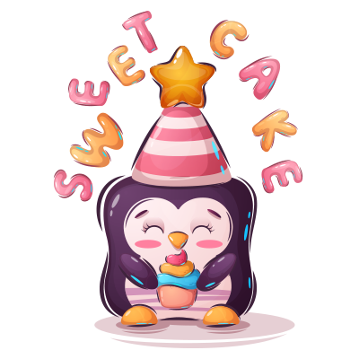 Animais Engraçados Sweet Cake: adorável design de pinguim para alegrar os acessórios do bebé. Perfeito para chupetas e muito mai