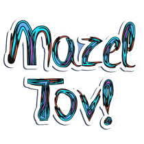 Arte em hebraico \"Mazel Tov!\" perfeita para complementar o enxoval do seu bebé. Ideal para presentes especiais.