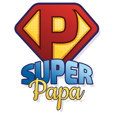 Logo Super Papa, ideal para personalizar chupetas e acessórios de bebé com um toque divertido e especial. Disponível em chupeta-