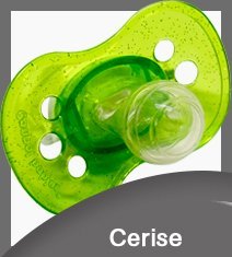 Chupeta personalizada para bebê com bico de cereja.